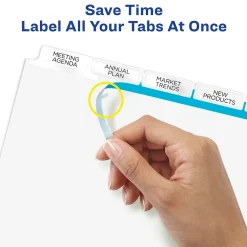 Dividers|Avery Index Maker Big Tab Paper Dividers with Print & Apply Label Sheets, 5 Tabs, White (11490)