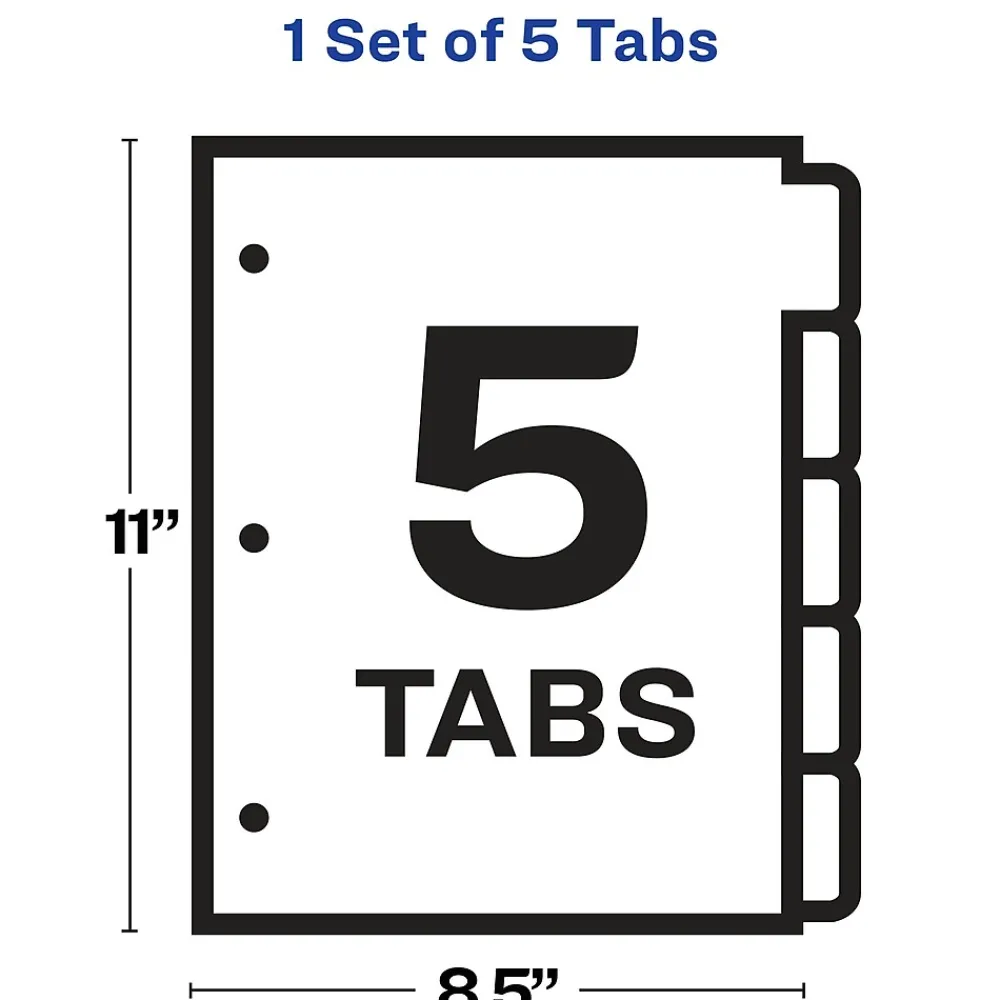 Dividers|Avery Index Maker Big Tab Paper Dividers with Print & Apply Label Sheets, 5 Tabs, White (11490)