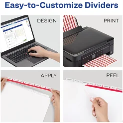 Dividers|Avery Index Maker Extra-Wide Paper Dividers with Print & Apply Label Sheets, 8 Tabs, White (AVE11439)