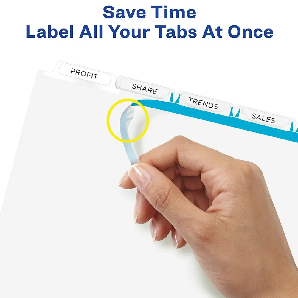 Dividers|Avery Index Maker Paper Dividers with Print & Apply Label Sheets, 5 Tabs, White, 50 Sets/Pack (11556)