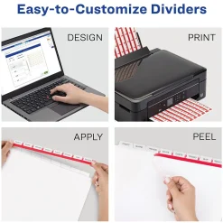 Dividers|Avery Index Maker Paper Dividers with Print & Apply Label Sheets, 8 Tabs, White (11417)