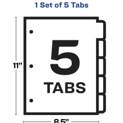 Dividers|Avery Index Maker Paper Dividers with Print & Apply Label Sheets, 5 Tabs, White (11416)