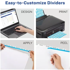 Dividers|Avery Index Maker Paper Dividers with Print & Apply Label Sheets, 5 Tabs, Pastel, 25 Sets/Pack (11992)