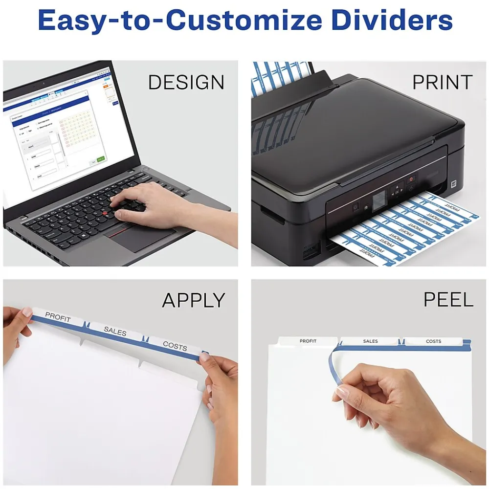 Dividers|Avery Index Maker Paper Dividers with Print & Apply Label Sheets, 3 Tabs, White, 25 Sets/Pack (11445)