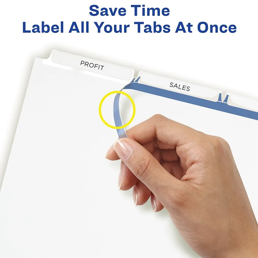 Dividers|Avery Index Maker Paper Dividers with Print & Apply Label Sheets, 3 Tabs, White, 5 Sets/Pack (11435)