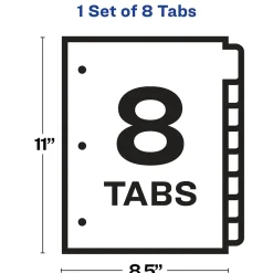Dividers|Avery Index Maker Plastic Dividers with Print & Apply Label Sheets, 8 Tabs, Frosted White (11450)
