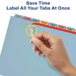Dividers|Avery Index Maker Plastic Dividers with Print & Apply Label Sheets, 8 Tabs, Multicolor, 5 Sets/Pack (AVE12433)