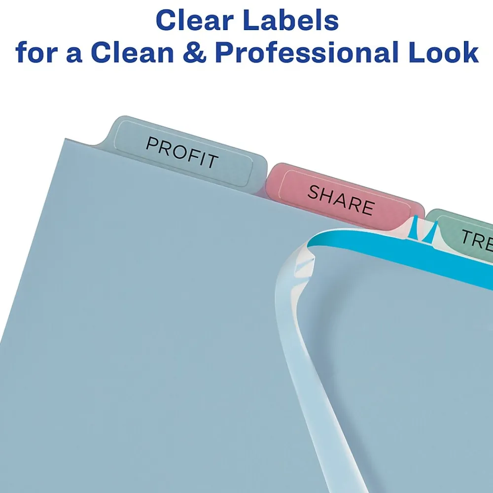 Dividers|Avery Index Maker Plastic Dividers with Print & Apply Label Sheets, 5 Tabs, Multicolor, 5 Sets/Pack (12452)