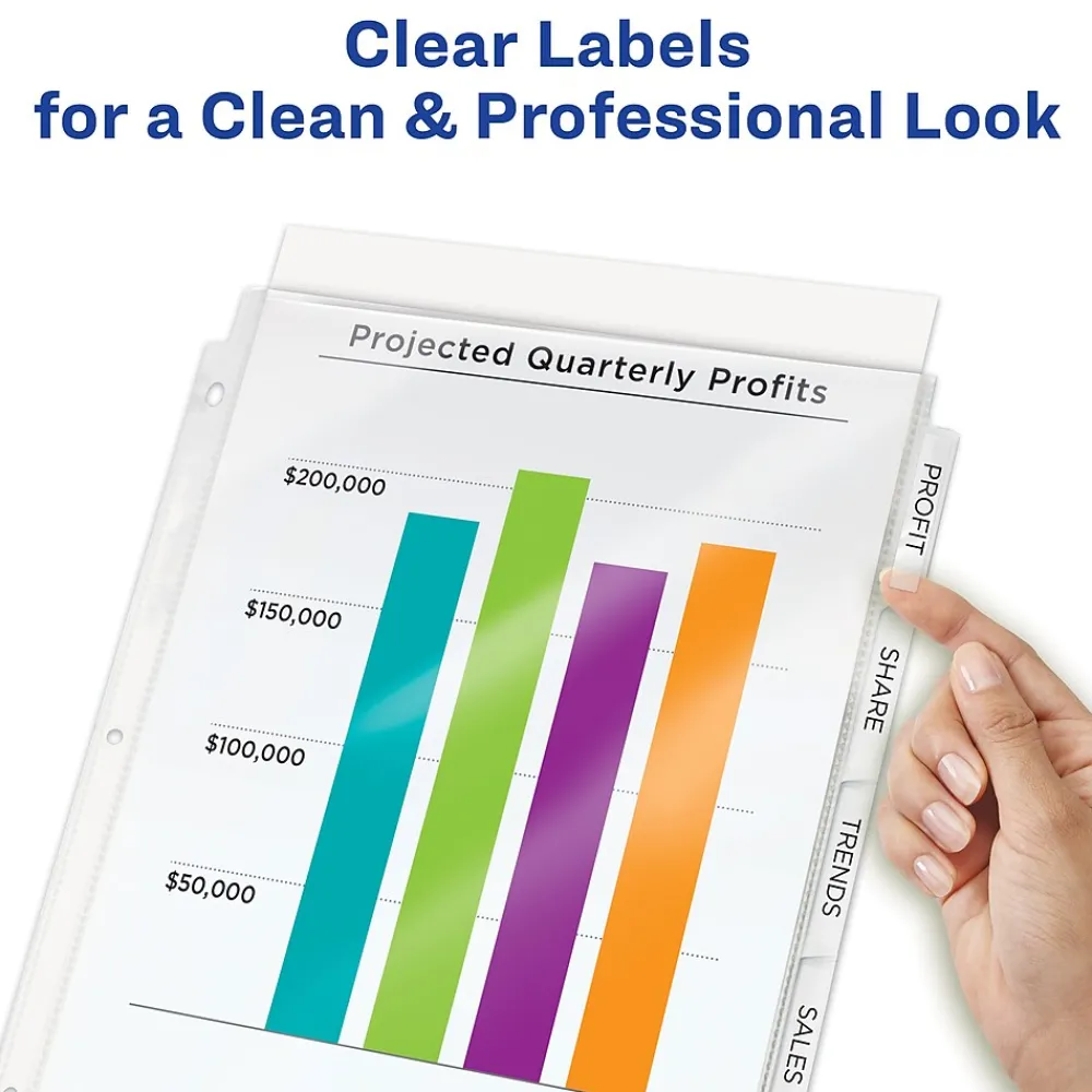 Dividers|Avery Index Maker Sheet Protector Dividers with Print & Apply Label Sheets, 8 Tabs, Clear (75501)