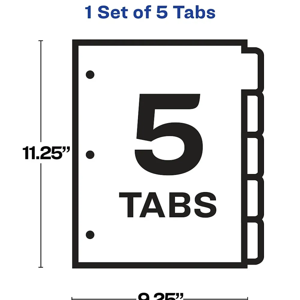 Sheet Protectors|Avery Index Maker Standard Weight Sheet Protector Plastic Dividers, 5-Tab, 8-1/2" x 11", Clear (75500)