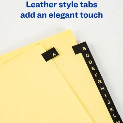 Dividers|Avery Leather Style Pre-Printed A - Z Paper Dividers, Buff with Black Tabs (25180)