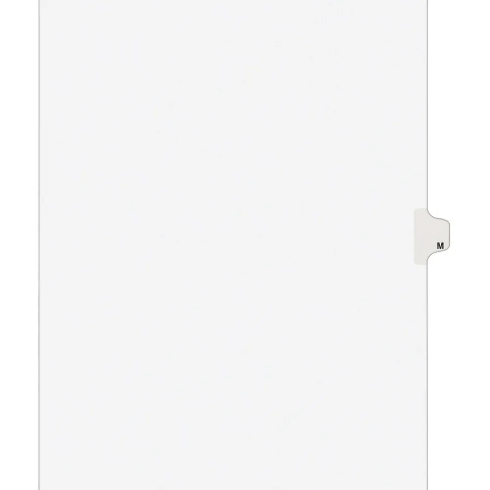 Dividers|Avery Legal Pre-Printed Paper Dividers, Side Tab M, White, Style, Letter Size, 25/Pack (01413)