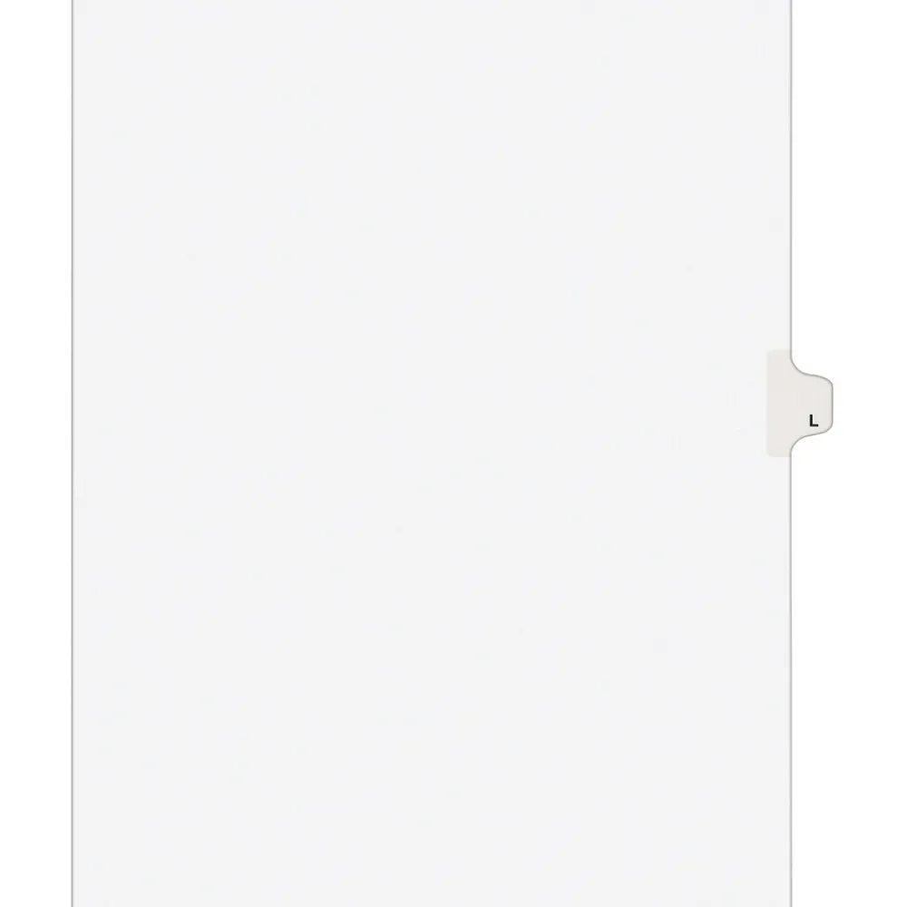 Dividers|Avery Legal Pre-Printed Paper Dividers, Side Tab L, White, Style, Letter Size, 25/Pack (01412)