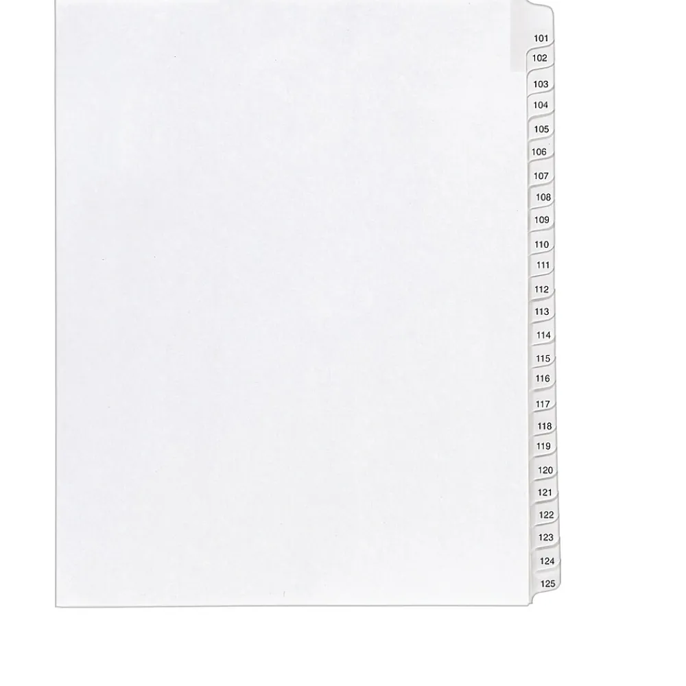 Dividers|Avery Legal Pre-Printed Paper Divider Collated Set, 101-125 Tabs, White, Allstate Style, Letter Size (01705)