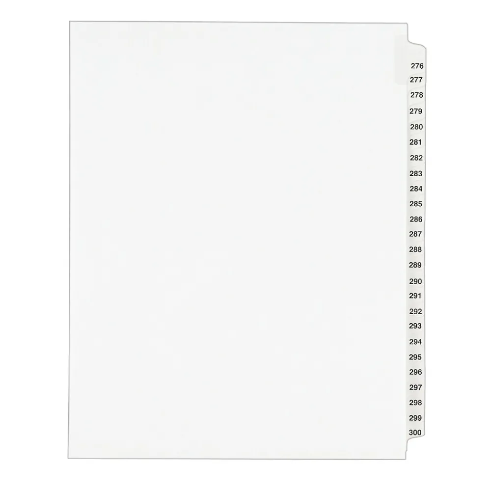 Dividers|Avery Legal Pre-Printed Paper Divider Collated Set, 276-300 Tabs, White, Style, Letter Size (01341)
