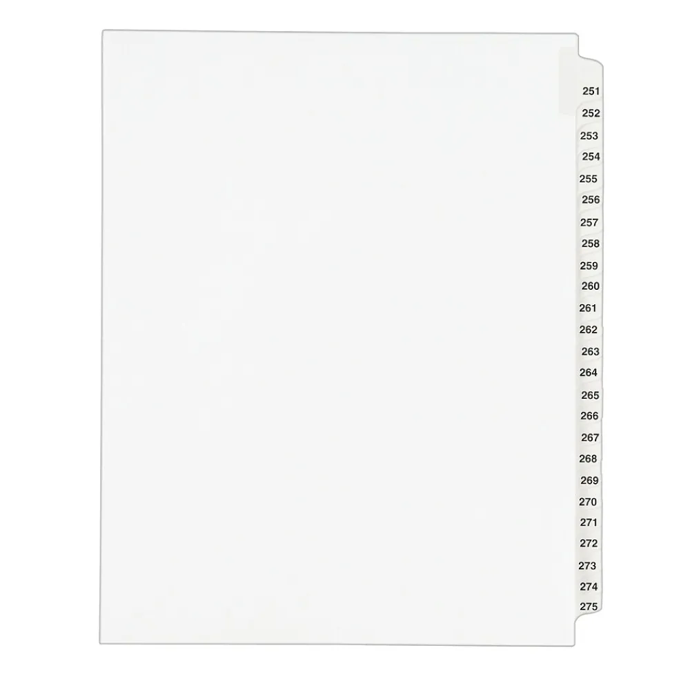 Dividers|Avery Legal Pre-Printed Paper Divider Collated Set, 251-275 Tabs, White, Style, Letter Size (01340)