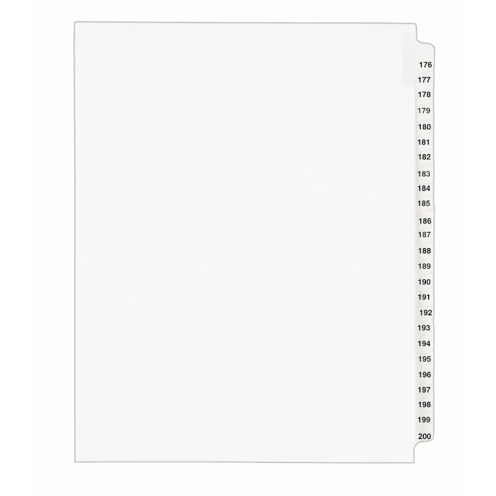 Dividers|Avery Legal Pre-Printed Paper Divider Collated Set, 176-200 Tabs, White, Style, Letter Size (01337)