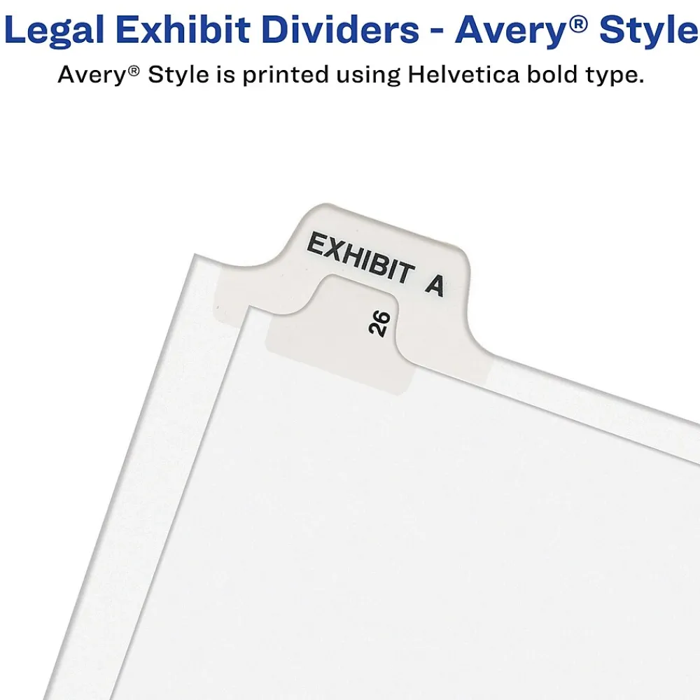 Dividers|Avery Legal Pre-Printed Paper Divider, Side Tab A, White, Style, Letter Size, 25/Pack (01401)