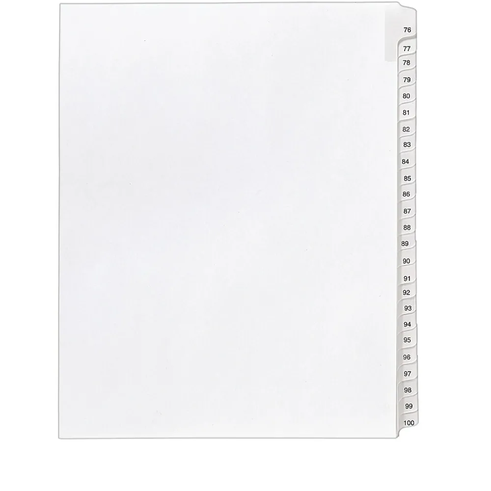Dividers|Avery Legal Pre-Printed Paper Divider Collated Set, 76-100 Tabs, White, Allstate Style, Letter Size (01704)
