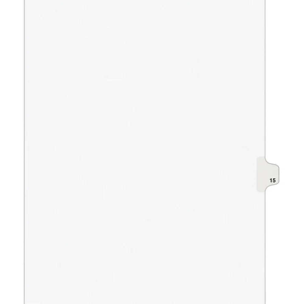 Dividers|Avery Legal Pre-Printed Paper Dividers, Side Tab #15, White, Style, Letter Size, 25/Pack (11925)