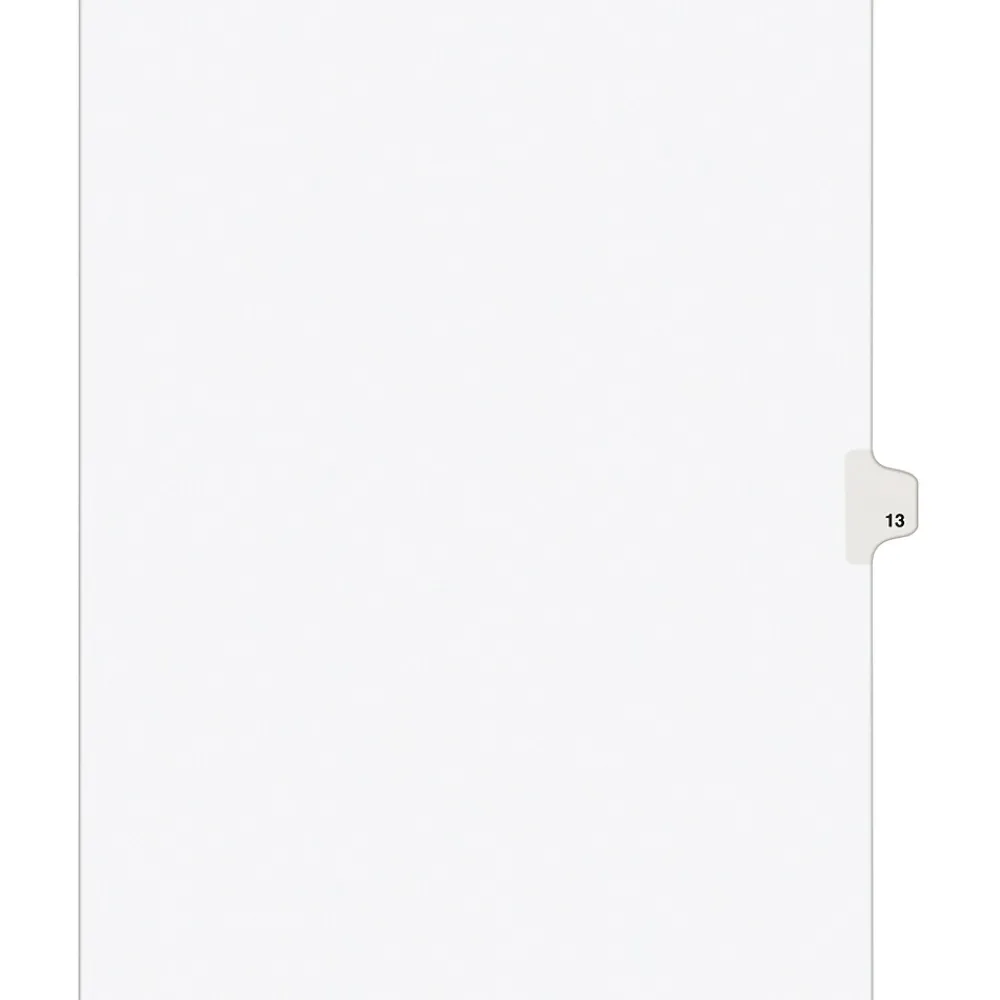 Dividers|Avery Legal Pre-Printed Paper Dividers, Side Tab #13, White, Style, Letter Size, 25/Pack (11923)
