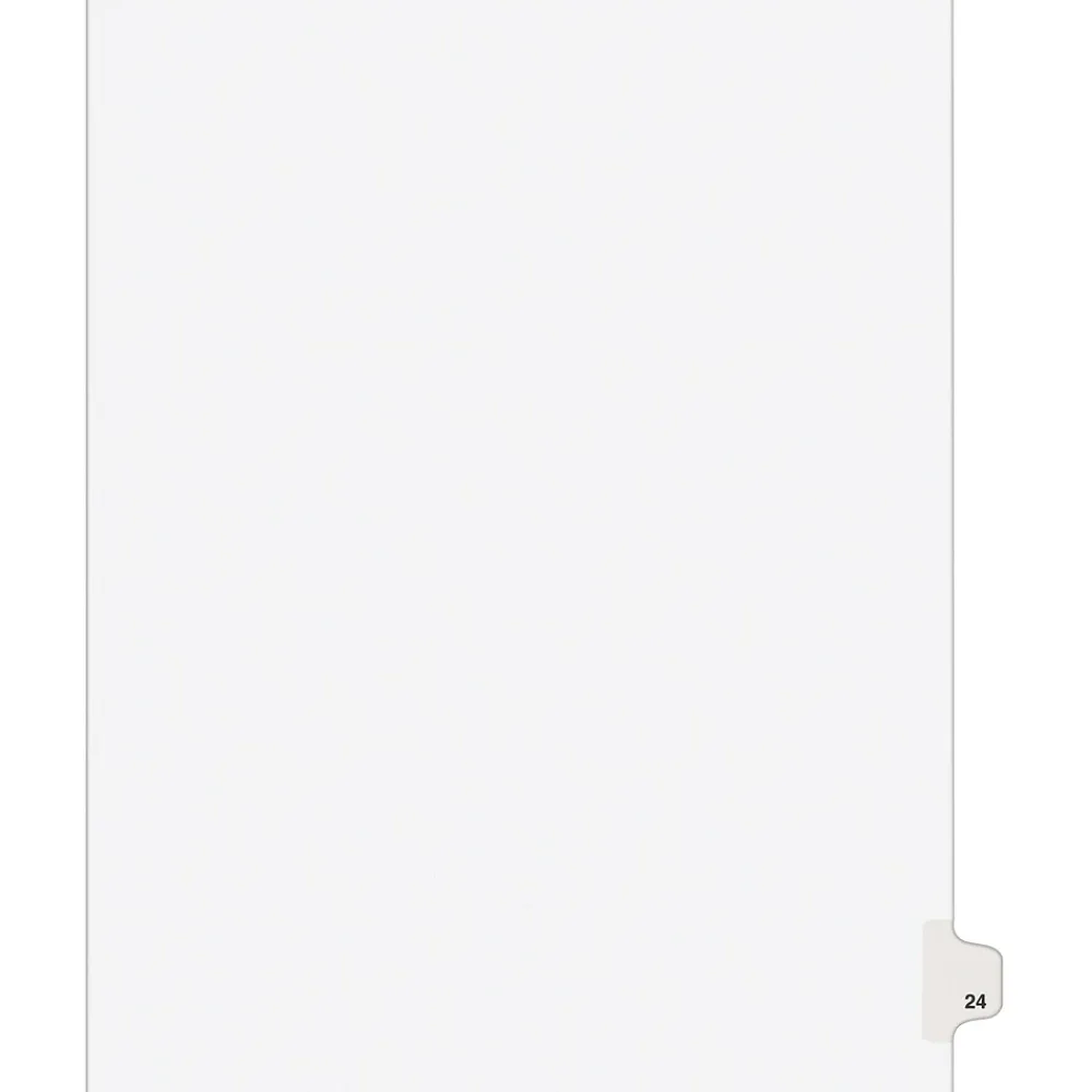 Dividers|Avery Legal Pre-Printed Paper Dividers, Side Tab #24, White, Style, Letter Size, 25/Pack (01024)