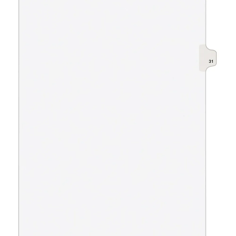 Dividers|Avery Legal Pre-Printed Paper Dividers, Side Tab #31, White, Style, Letter Size, 25/Pack (01031)