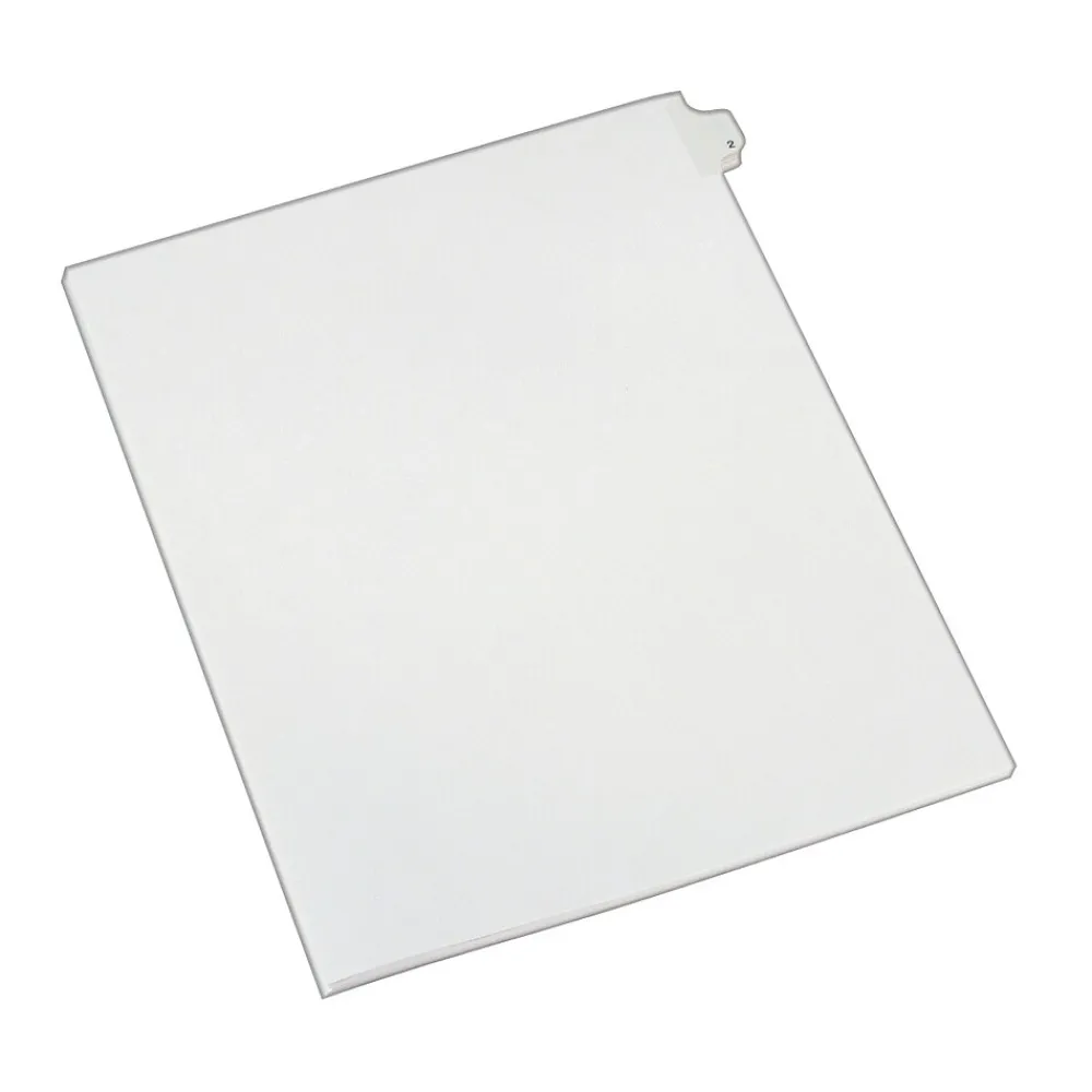 Dividers|Avery Legal Pre-Printed Paper Dividers, Side Tab #2, White, Allstate Style, Letter Size, 25/Pack (82200)