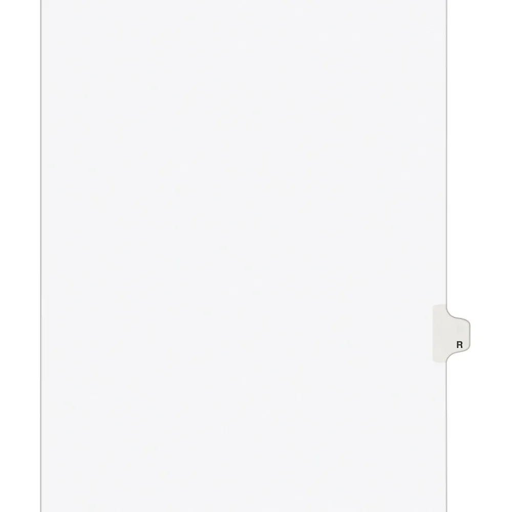 Dividers|Avery Legal Pre-Printed Paper Dividers, Side Tab R, White, Style, Letter Size, 25/Pack (01418)