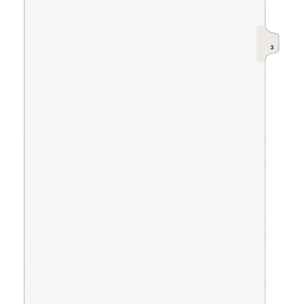 Dividers|Avery Legal Pre-Printed Paper Dividers, Side Tab #3, White, Style, Letter Size, 25/Pack (11913)