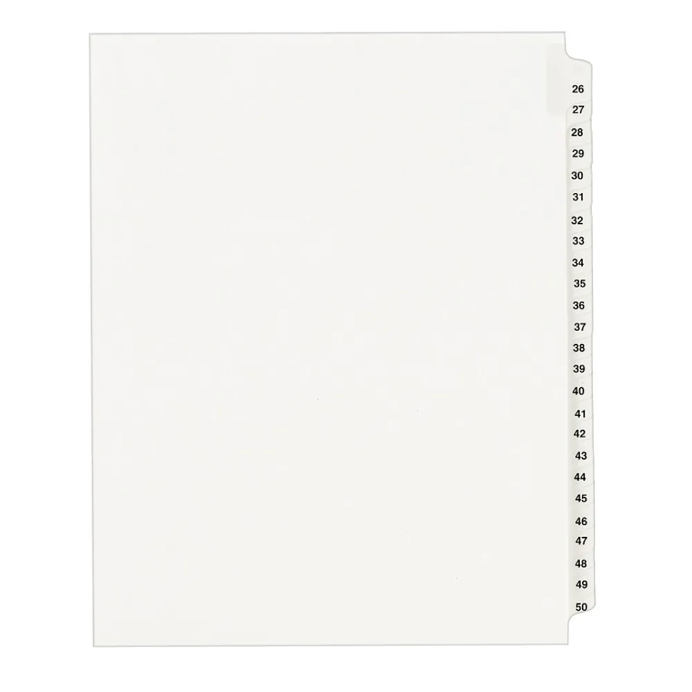 Dividers|Avery Legal Pre-Printed Paper Divider Collated Set, 26-50 Tabs, White, Style, Letter Size (01331)