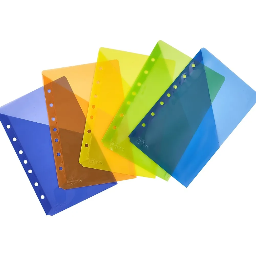Dividers|Avery Mini Binder Pockets for 5 1/2" x 8 1/2" Paper, Assorted Colors, 5/Pack (75307)