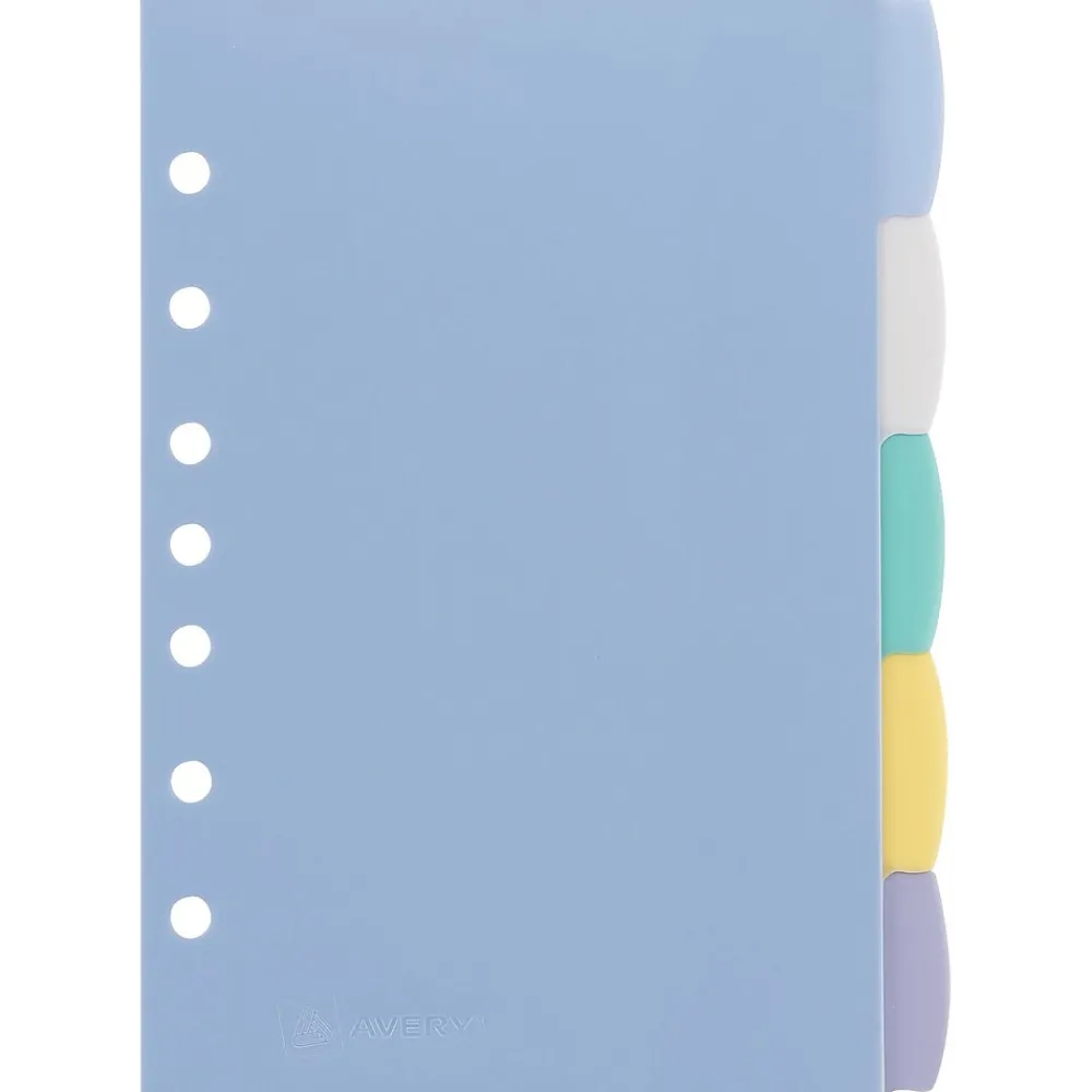 Dividers|Avery Mini Write & Erase Plastic Blank Dividers, 5-Tab, Assorted Colors, 5/Pack (16180)