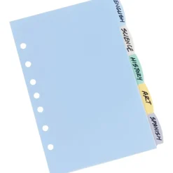 Dividers|Avery Mini Write & Erase Plastic Blank Dividers, 5-Tab, Assorted Colors, 5/Pack (16180)