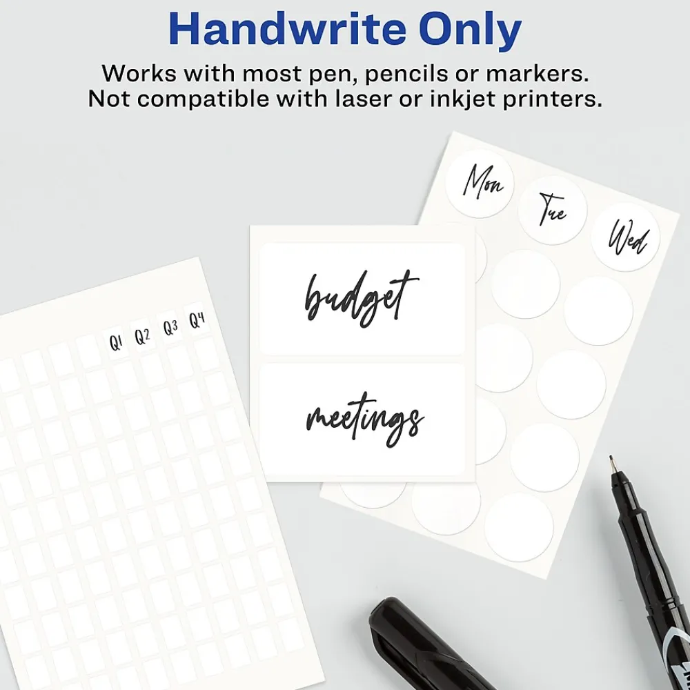 Labels|Avery Multipurpose Labels, 5/16" x 1/2", White, Non-Printable, 1100 Labels/Pack (5412)