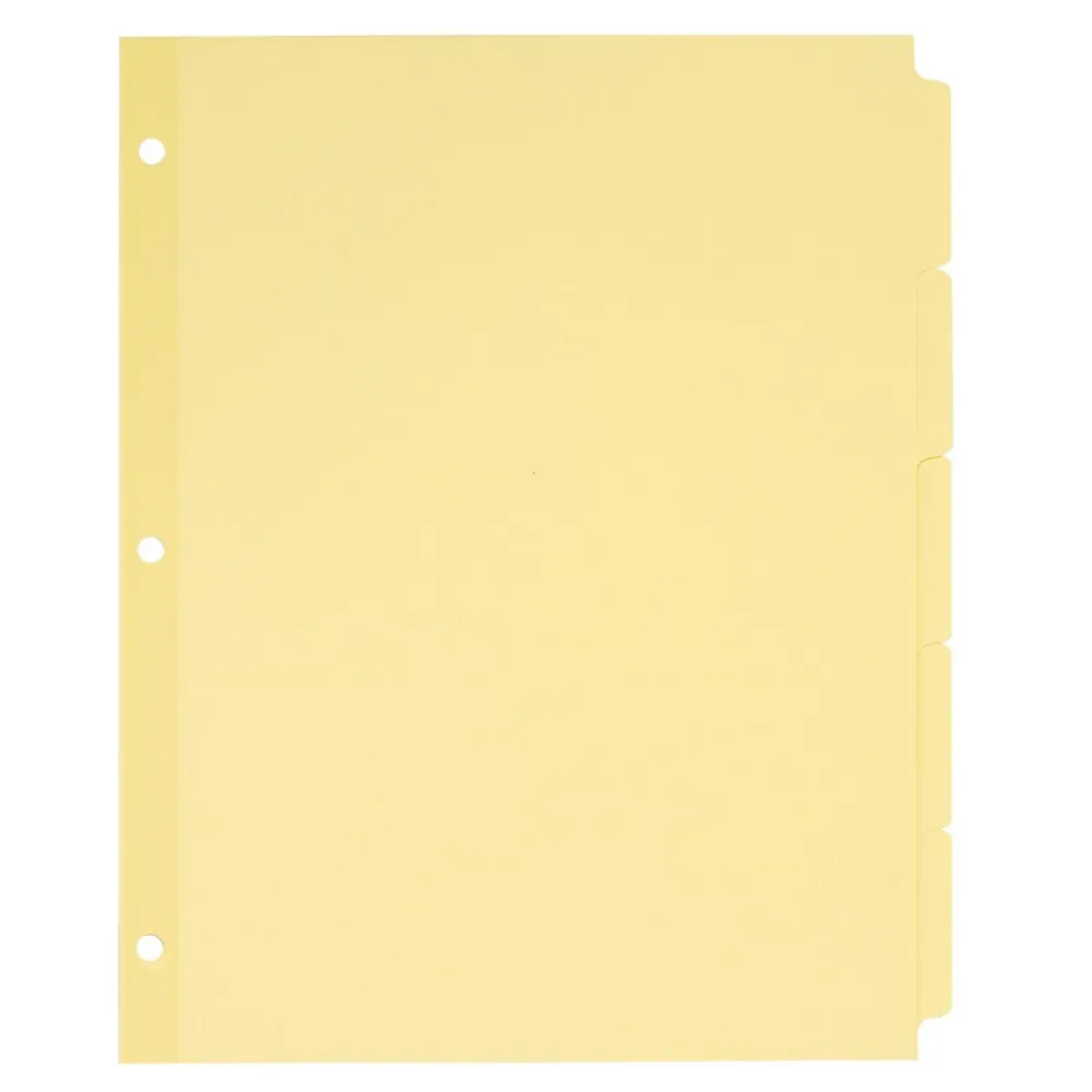 Dividers|Avery Plain Tab Write-On Paper Dividers, 5 Tabs, Buff, 36 Sets/Pack (11501)