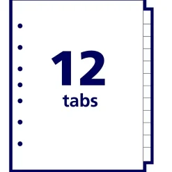Dividers|Avery Pre-Printed Mini Paper Dividers, Jan-Dec Tabs, White (11315)