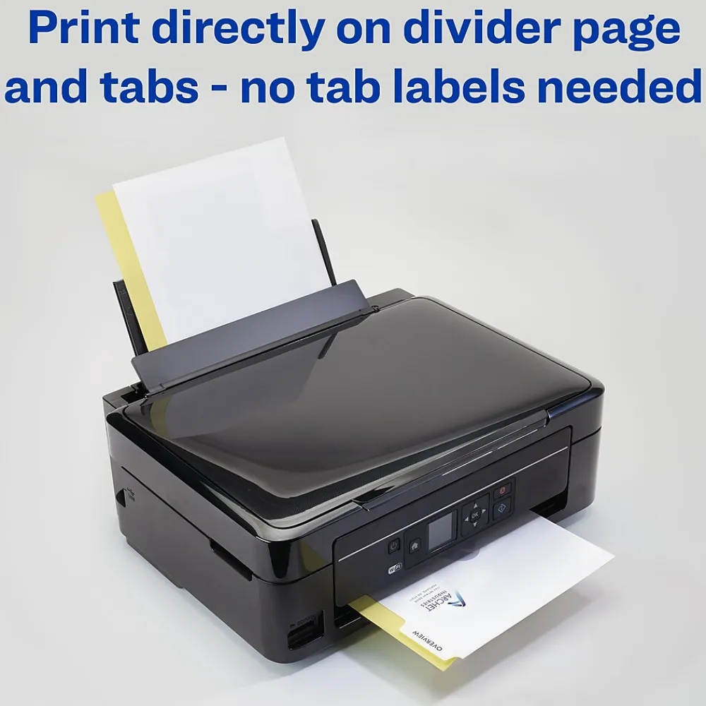 Dividers|Avery Print-On Unpunched Paper Dividers, 8 Tabs, White, 5 Sets/Pack (11553)