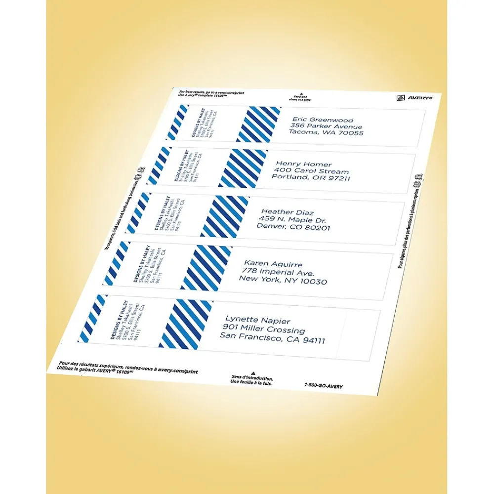 Labels|Avery Print-to-the-Edge Laser/Inkjet Wraparound Labels, 7.85" x 1.75", Textured White, 50/Pack (22838)