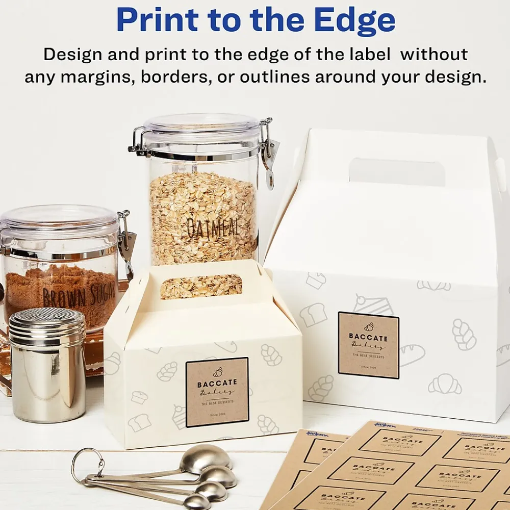 Labels|Avery Print-to-the-Edge Laser/Inkjet Square Labels, 2" x 2", Kraft Brown, 300 Labels/Pack (22846)
