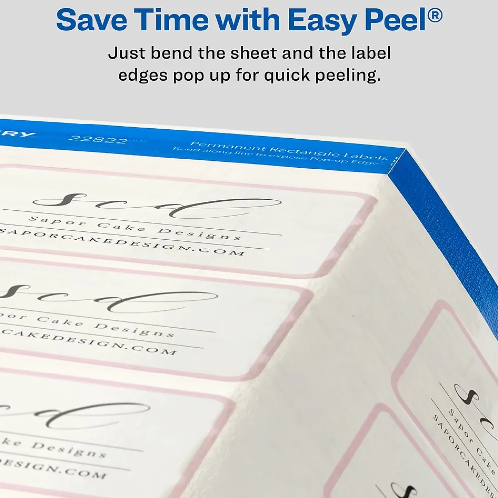 Labels|Avery Print-to-the-Edge Laser/Inkjet Rectangle Labels, 2" x 3", Glossy Clear, 80 Labels/Pack (22822)