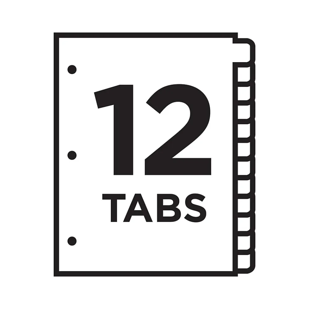 Dividers|Avery Ready Index Numeric Paper Dividers, 12-Tab, Multicolor, 6/Pack (11196)