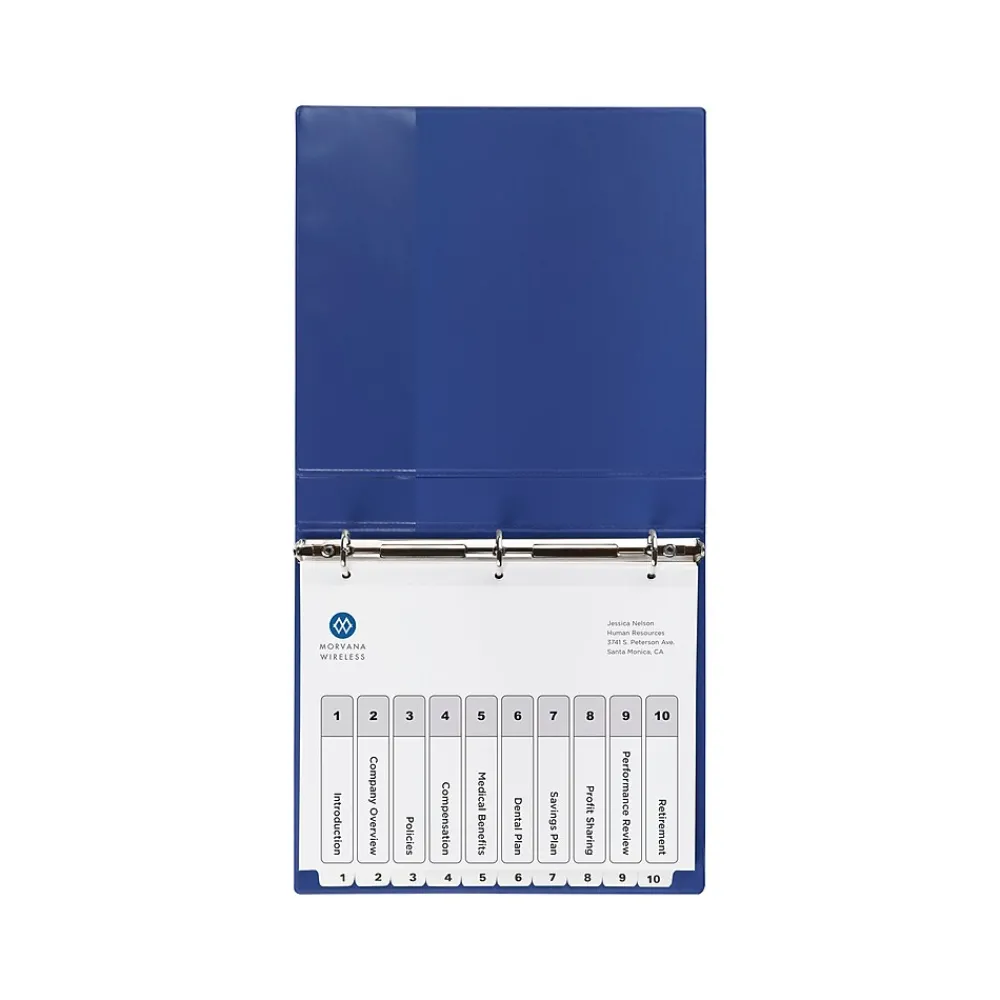 Dividers|Avery Ready Index Table of Contents Paper Dividers, 1-10 Tabs, White, 6 Sets/Pack (11823)
