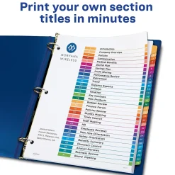 Dividers|Avery Ready Index Table of Contents Pre-Printed Numeric Paper Divider, 31 Tabs, Multicolor, 1 Set (11129)