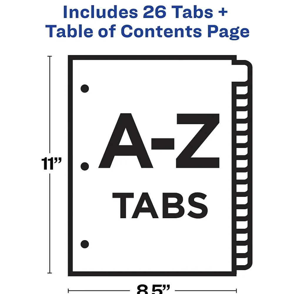Dividers|Avery Ready Index Table of Contents Paper Dividers, A-Z Tabs, Contemporary Multicolor (11844)
