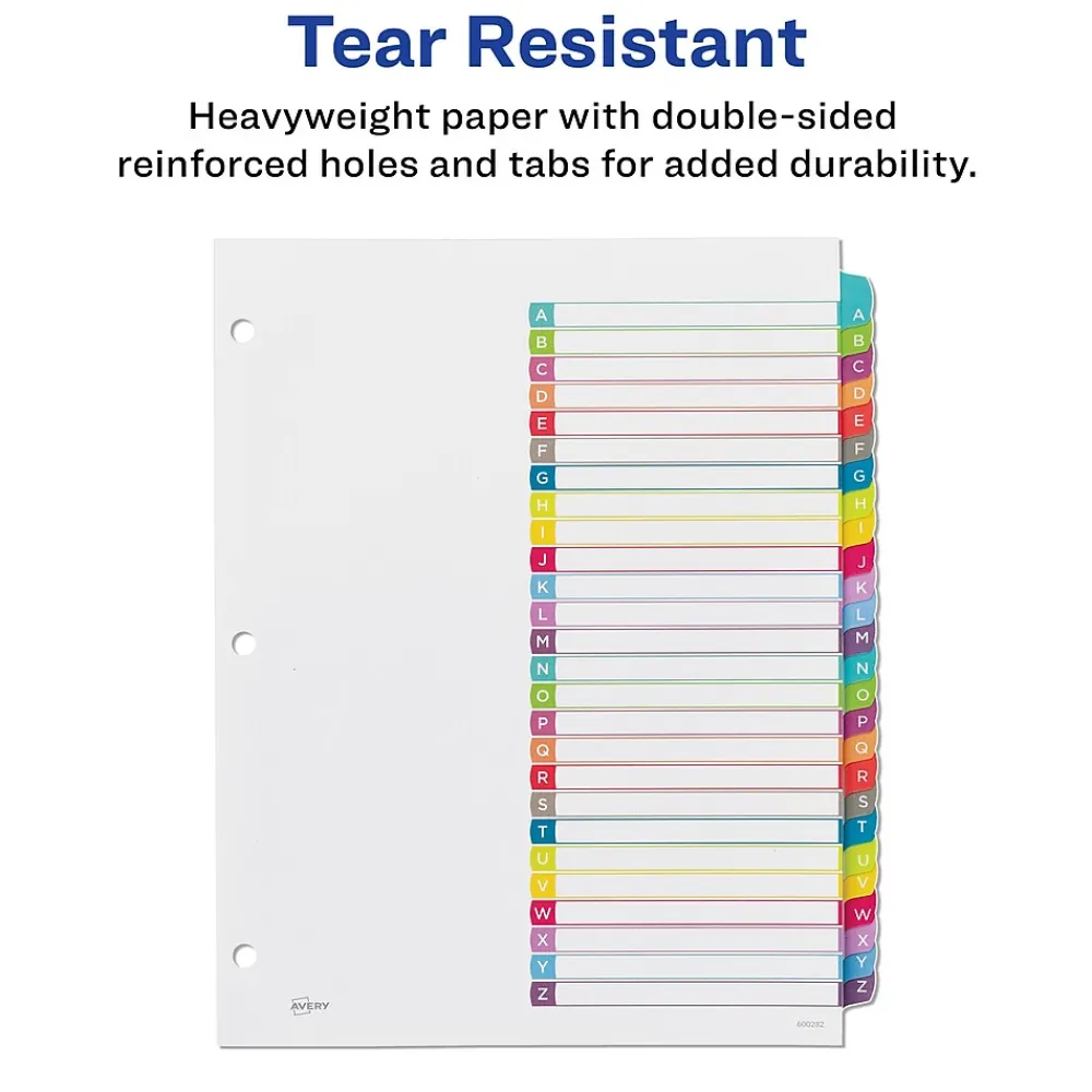 Dividers|Avery Ready Index Table of Contents Paper Dividers, A-Z Tabs, Contemporary Multicolor (11844)
