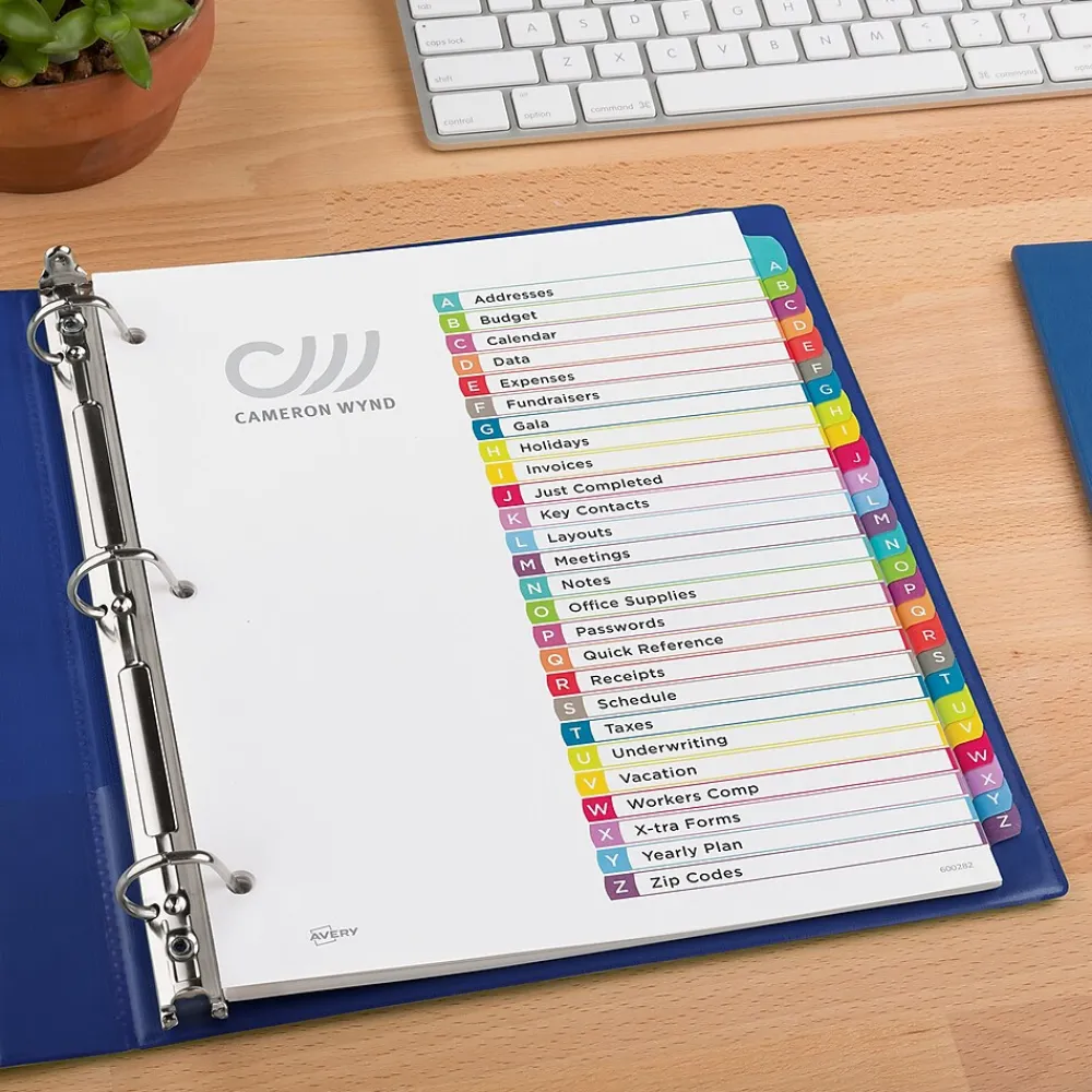 Dividers|Avery Ready Index Table of Contents Paper Dividers, A-Z Tabs, Contemporary Multicolor (11844)
