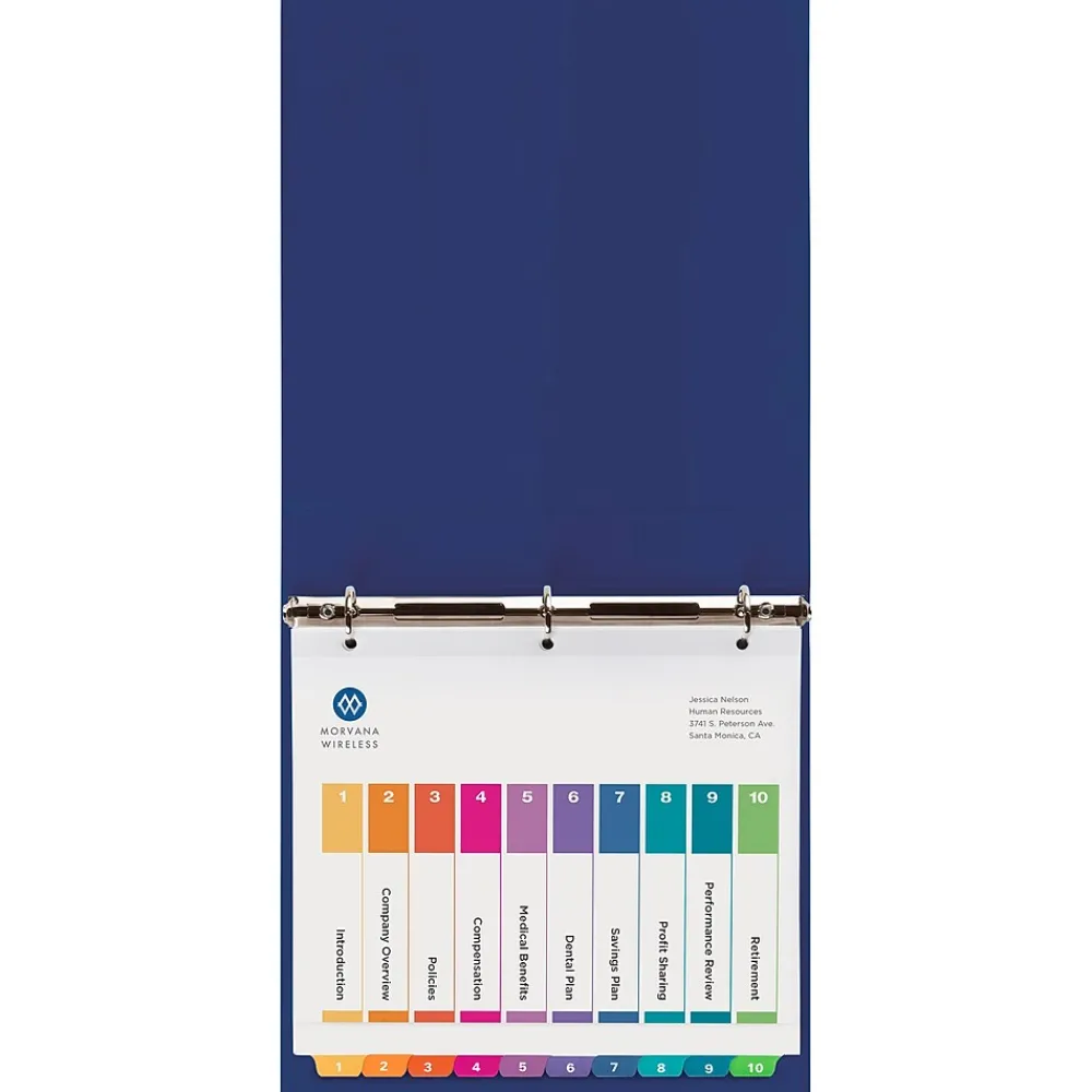 Dividers|Avery Ready Index Table of Contents Extra-Wide Paper Dividers, 1-10 Tab, Multicolor (11165)
