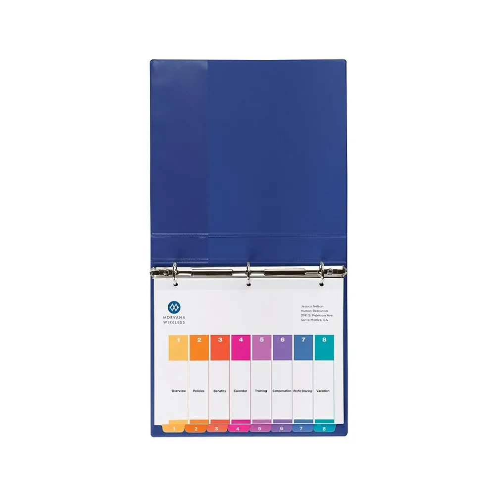 Dividers|Avery Ready Index Table of Contents Pre-Printed Numeric Paper Divider, 8 Tabs, Multicolor, 6 Sets (11186)