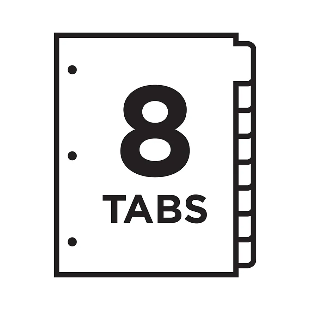Dividers|Avery Ready Index Table of Contents Pre-Printed Numeric Paper Divider, 8 Tabs, Multicolor, 6 Sets (11186)